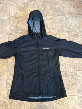 Columbia Black Hooded Rain Jacket